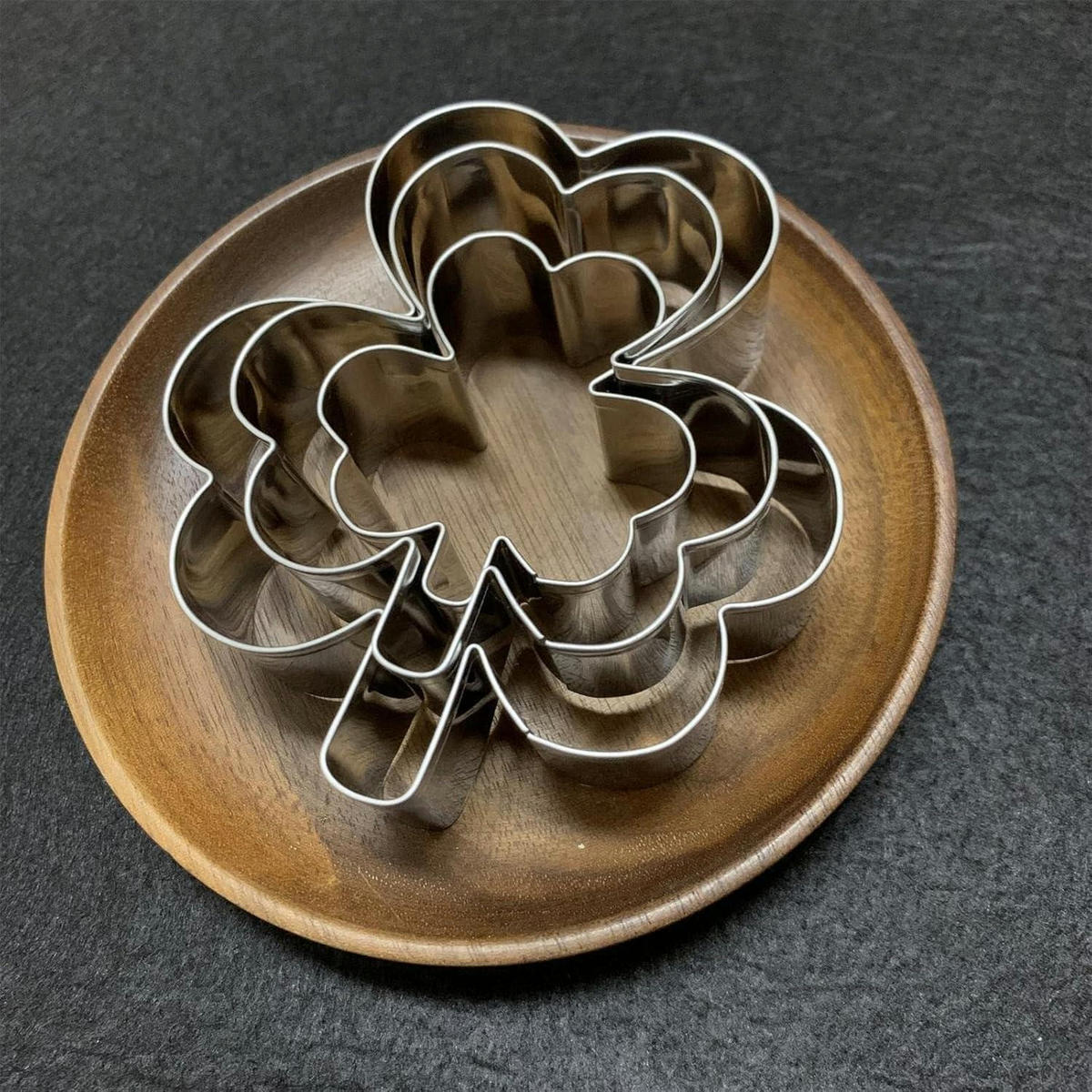 AUSSTECHFORMEN Set 3-teilig Kleeblatt - Silberfarben, Metall (9/2/9.5cm)