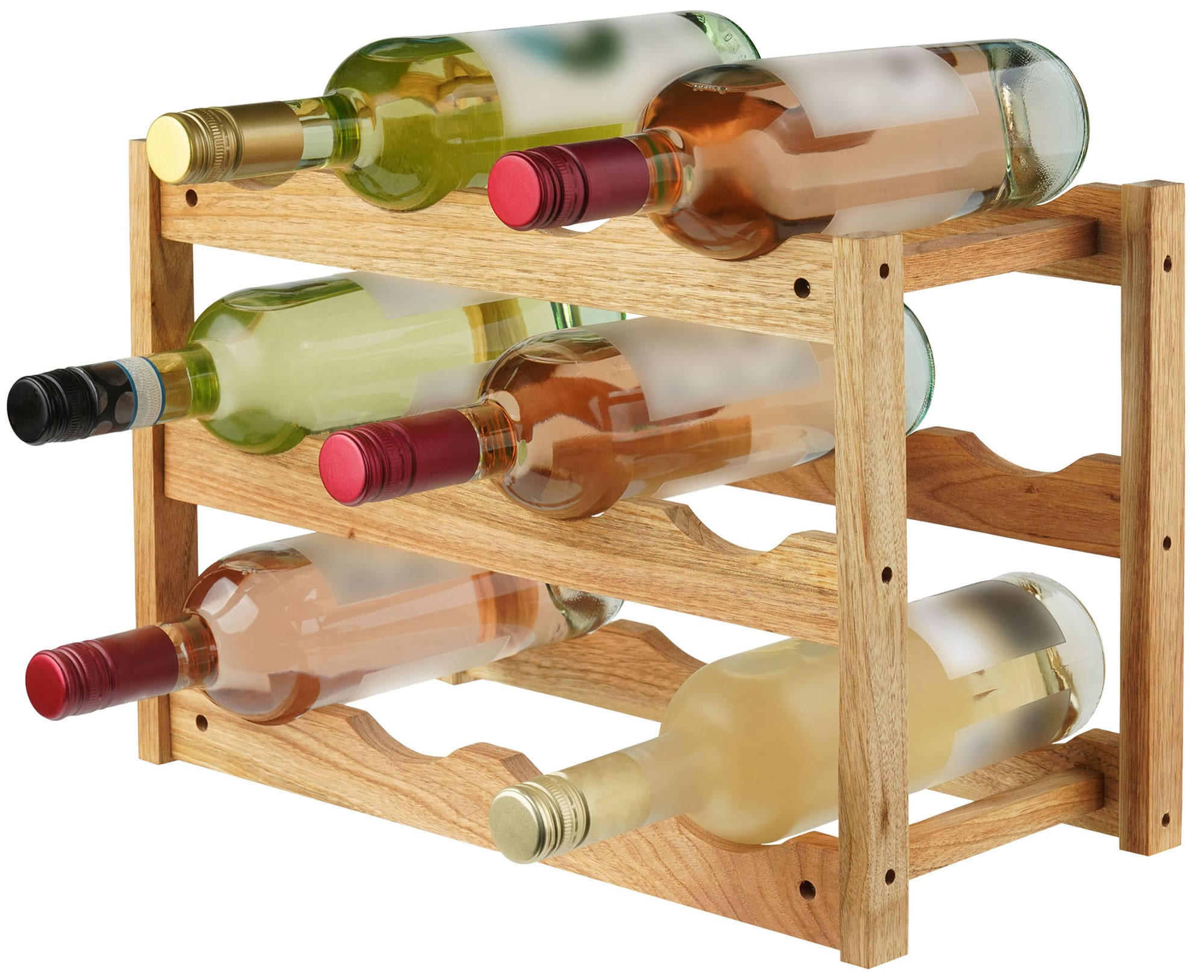 WEINREGAL eckig 42/21/28 cm Holz Walnuss - Walnussfarben, Holz (42/28/21cm) - CLP
