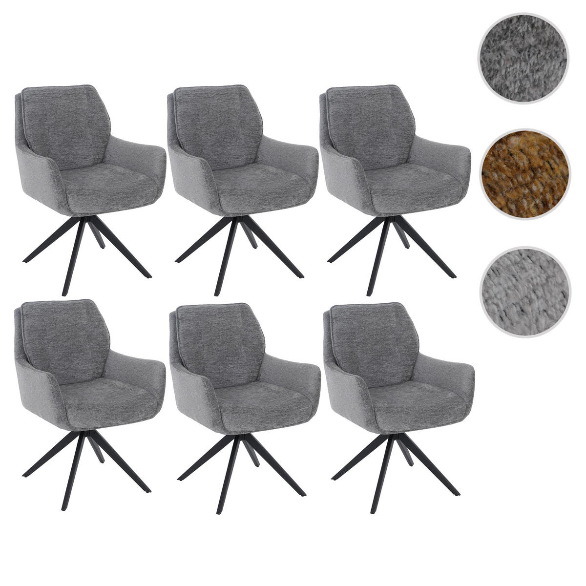 ESSZIMMERSTUHL Grau 6er-Set - Grau, Metall (61/88/61cm) - MCW