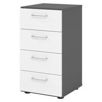 SCHUBLADENSCHRANK - 4 Schübe 42/40/74,8 cm in Graphitfarben/Weiß - Graphitfarben/Weiß, Holzwerkstoff (40/74.8/42cm) - bümö