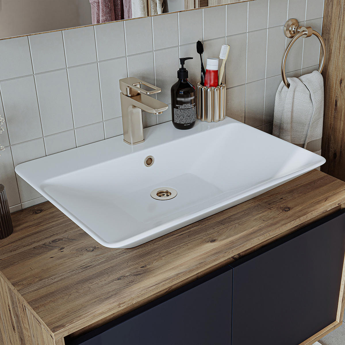 BADMÖBEL Set ATLANTIC-85 4-teilig - Anthrazit, Holzwerkstoff (85/150/45cm) - Roomart