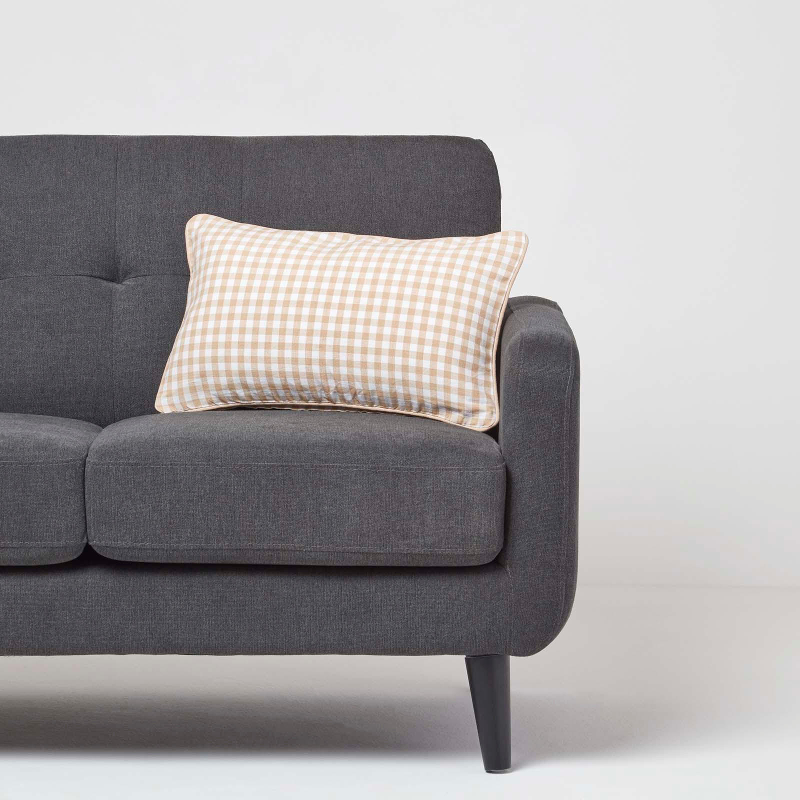 KISSENHÜLLE Vichy-Karo 30/50 cm, 100% Baumwolle - Beige, Textil (30/50cm) - Homescapes