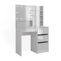 SCHMINKTISCH Sherry Weiß 140 cm mit LED Beleuchtung, und Spiegelregal - Weiß, Holzwerkstoff (40/75/140cm) - Vicco