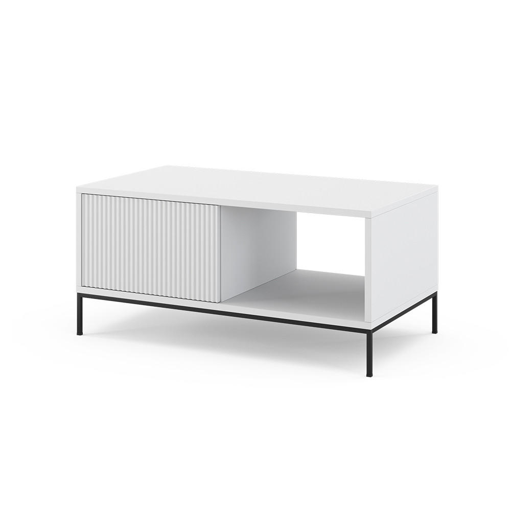 COUCHTISCH Eliza Weiß 90 x 50 cm mit einer Schublade - Weiß, Holzwerkstoff (50/90/45cm) - Vicco