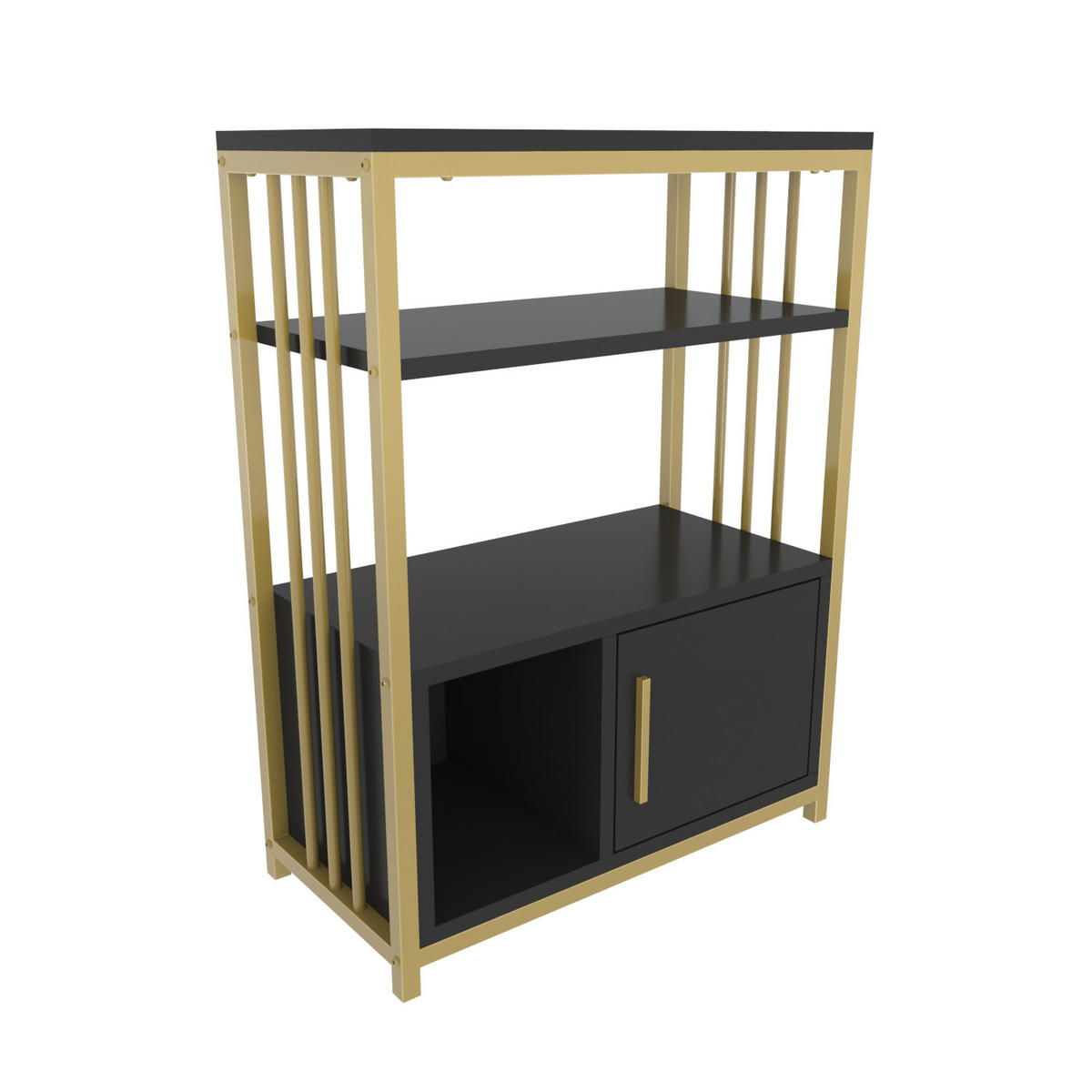 BÜCHERREGAL Letos Anthrazit Gold - Goldfarben/Schwarz, Holzwerkstoff (29.6/80/60cm) - Decorotika
