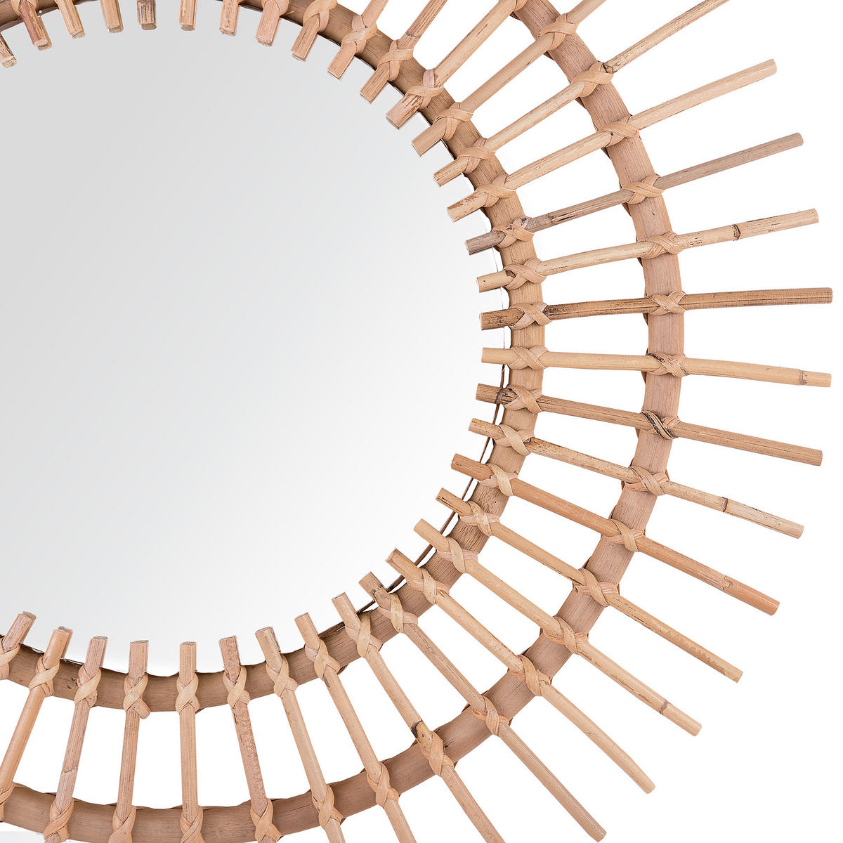 WANDSPIEGEL Rattan natürlich Sonnenform 76 cm Stenen - Beige/Naturfarben, Naturmaterialien (76/76/3cm) - Beliani