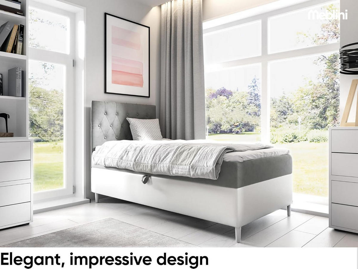 KINDERBETT FLIPPO 1 - Weiß/Grau, Holzwerkstoff (92/208cm) - Meblini