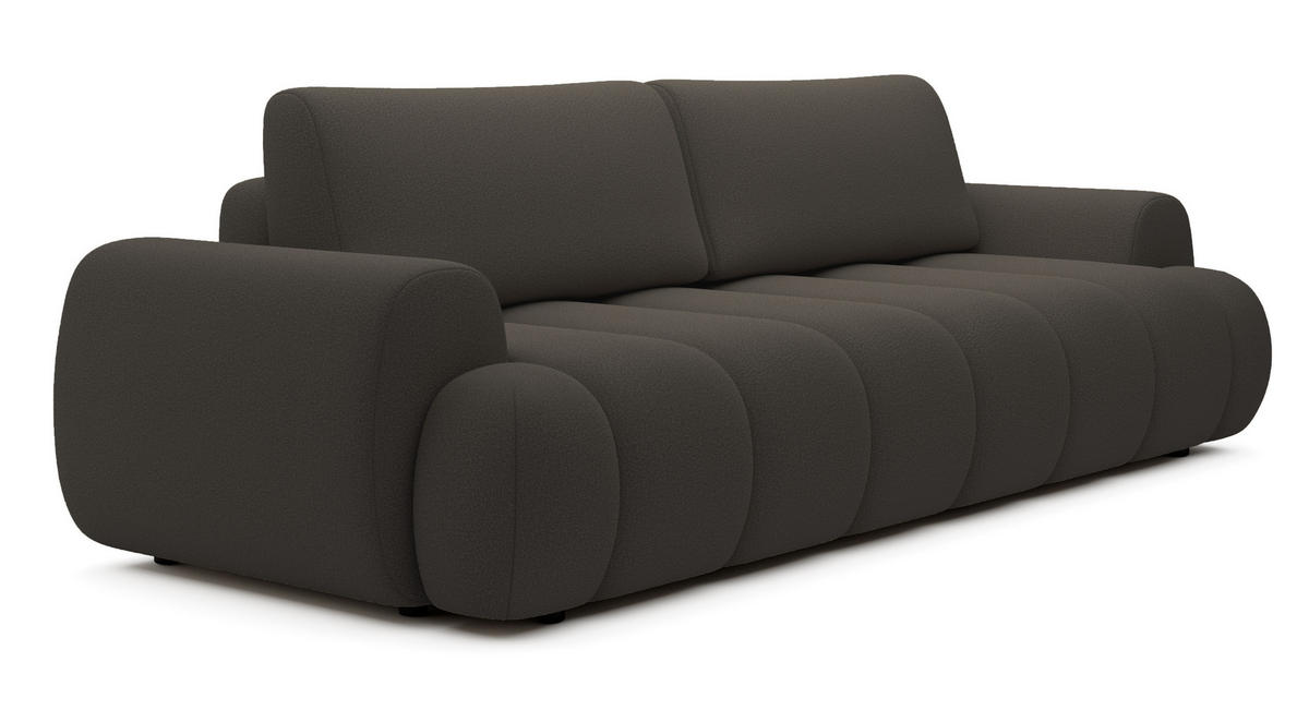 SOFA 260 cm mit Schlaffunktion Puro, Bettkasten, Modern Design, Dunkelgrau - Dunkelgrau, Holz (263/81/110cm) - Emporius