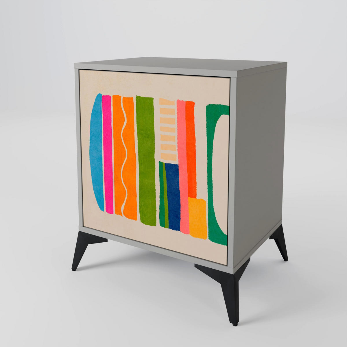 SIDEBOARD GEOMETRIC SHINE, Grau, 57,5x42x57,5 cm, Ohne Füße - Multicolor/Grau, Holzwerkstoff (57.5/57.5/42cm) - SpaceRebels