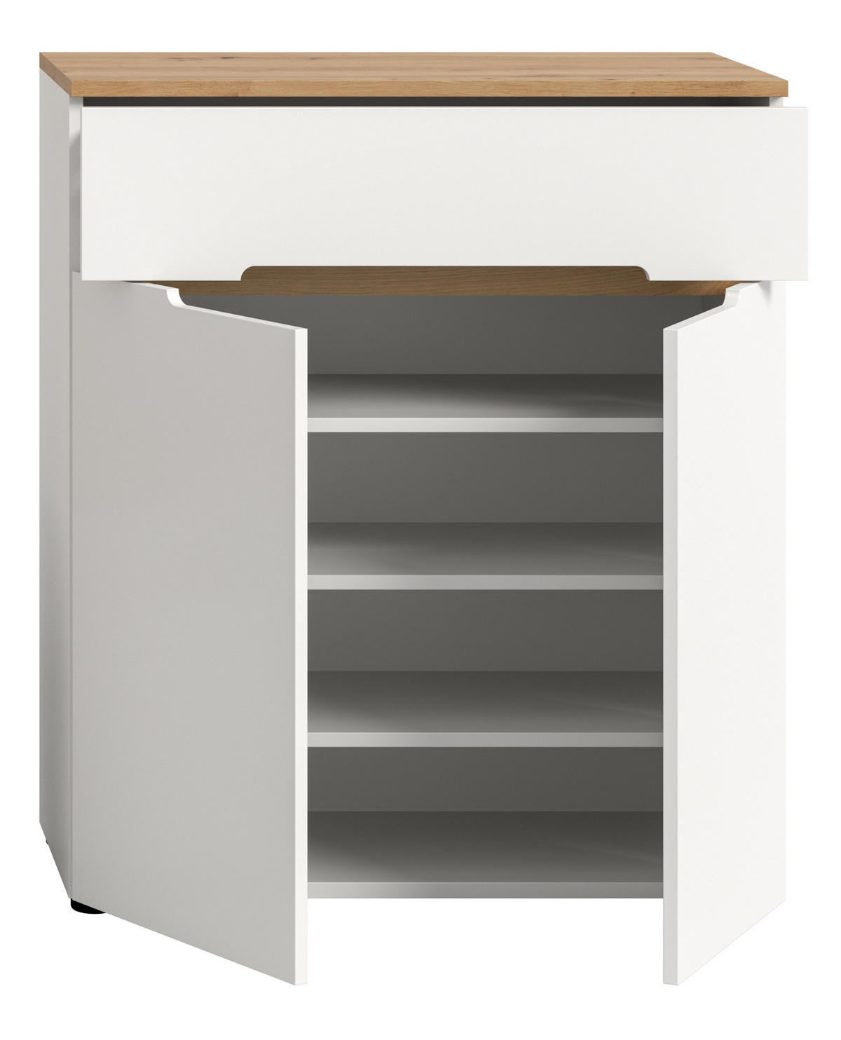 FLURKOMMODE weiß, Eiche Artisan 80 x 94 cm, Schuhschrank mit Soft-Close - Weiß, Holzwerkstoff (80/94/37cm) - Inn.Furn