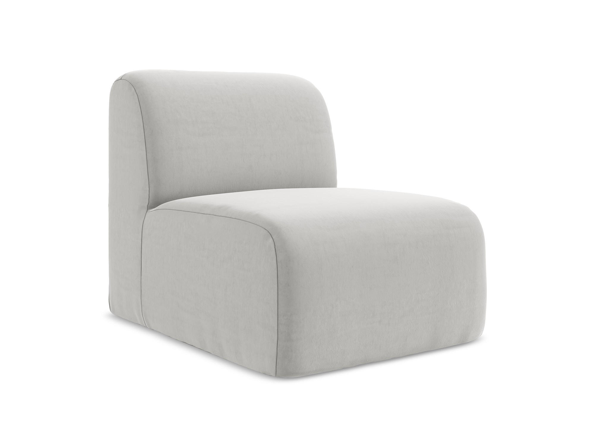 SOFAELEMENT Samt Stoff Grau - Silberfarben/Schwarz, Holzwerkstoff/Kunststoff (70/75/94cm) - Makamii