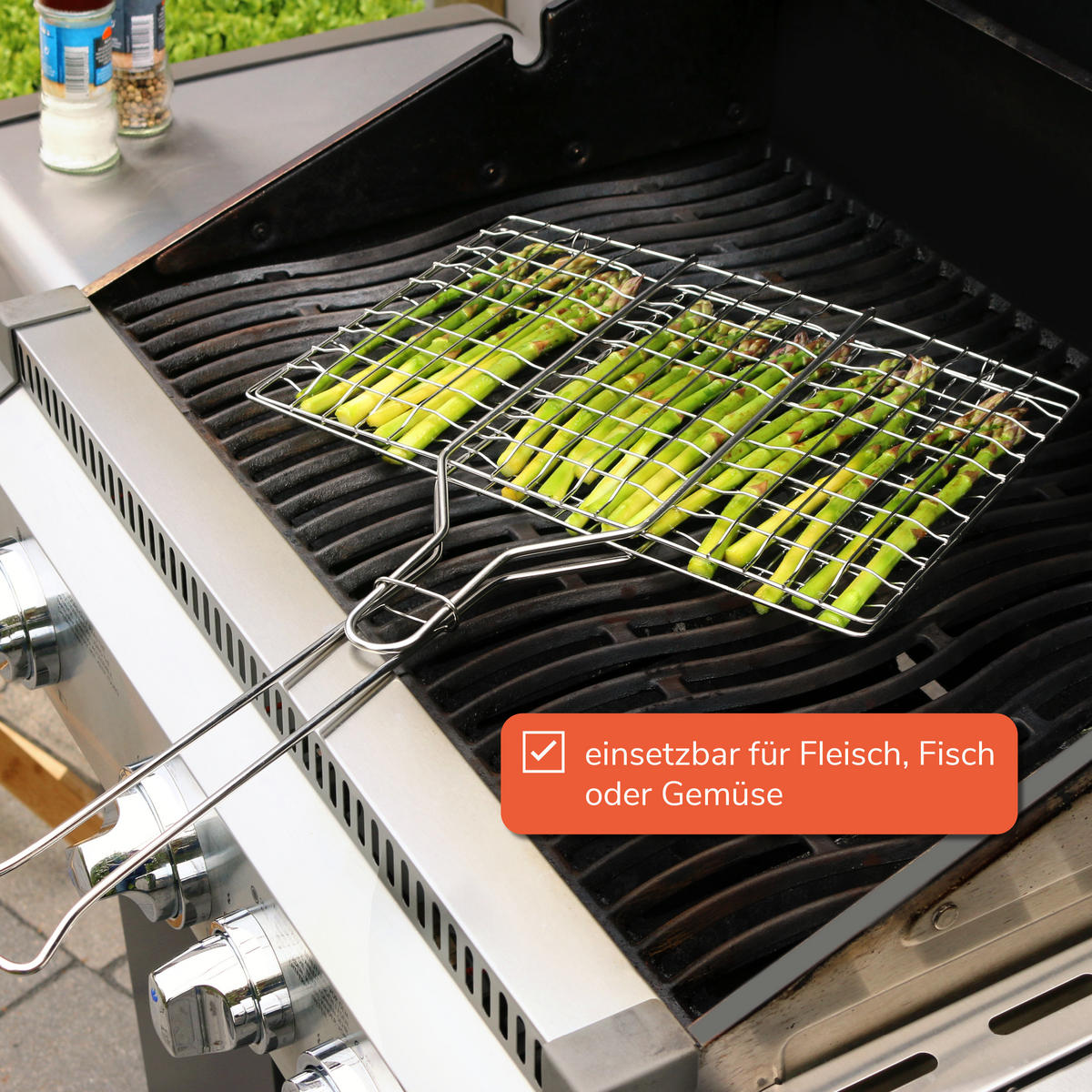 GRILLGUTWENDER, silber, Edelstahl - Edelstahlfarben, Metall (34/4/56.3cm) - bremermann