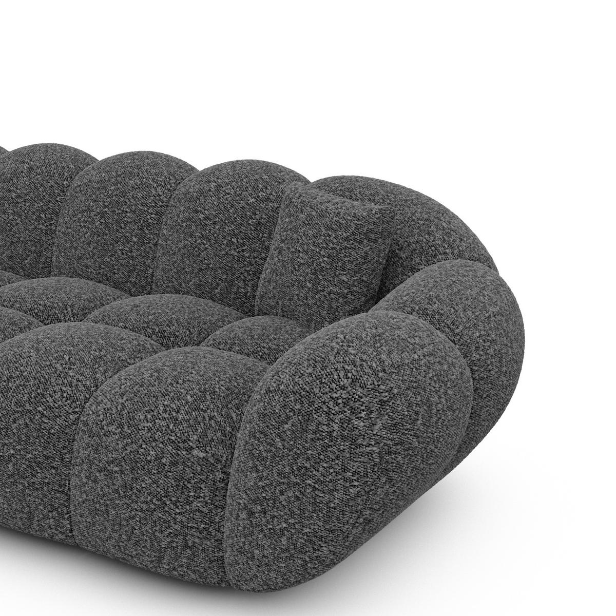ECKSOFA Liva Graphit Bouclé L-Form Links - Graphitfarben, Textil (265/160cm) - VAROYAL