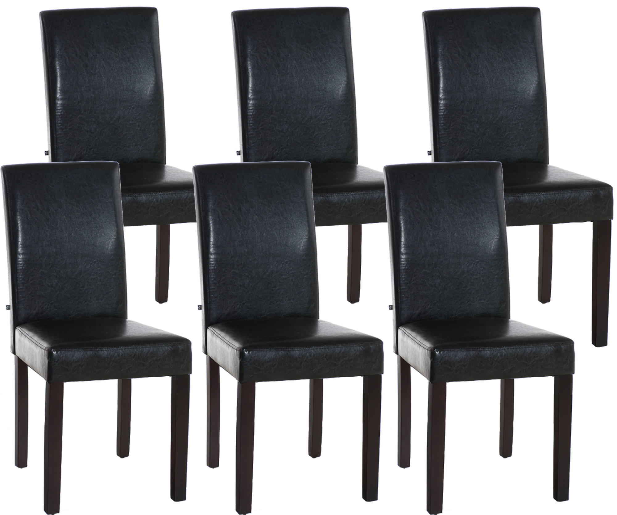 STUHL 6er Set Lederlook braun - Dunkelbraun/Braun, Holz/Textil (41/91/47cm) - CLP