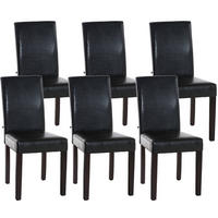 STUHL 6er Set Lederlook braun - Dunkelbraun/Braun, Holz/Textil (41/91/47cm) - CLP