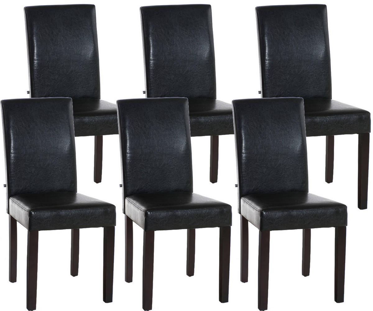 STUHL 6er Set Lederlook braun - Dunkelbraun/Braun, Holz/Textil (41/91/47cm) - CLP