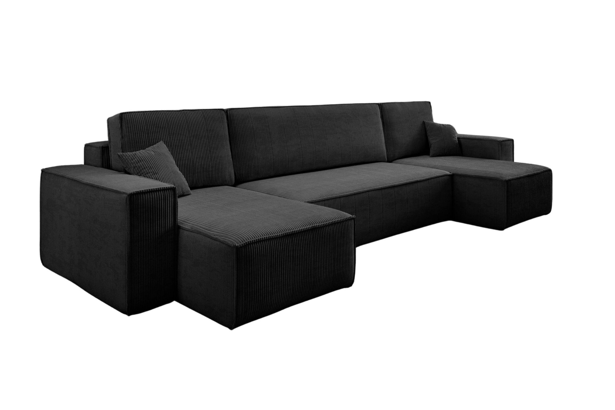 Venasi Möbel Wohnlandschaft Schwarz 312x83x142 cm