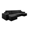 WOHNLANDSCHAFT Hugo U-Form Cordstoff mit Schlaffunktion und Bettkasten - Schwarz, Textil (312/83/142cm) - VENASI MÖBEL