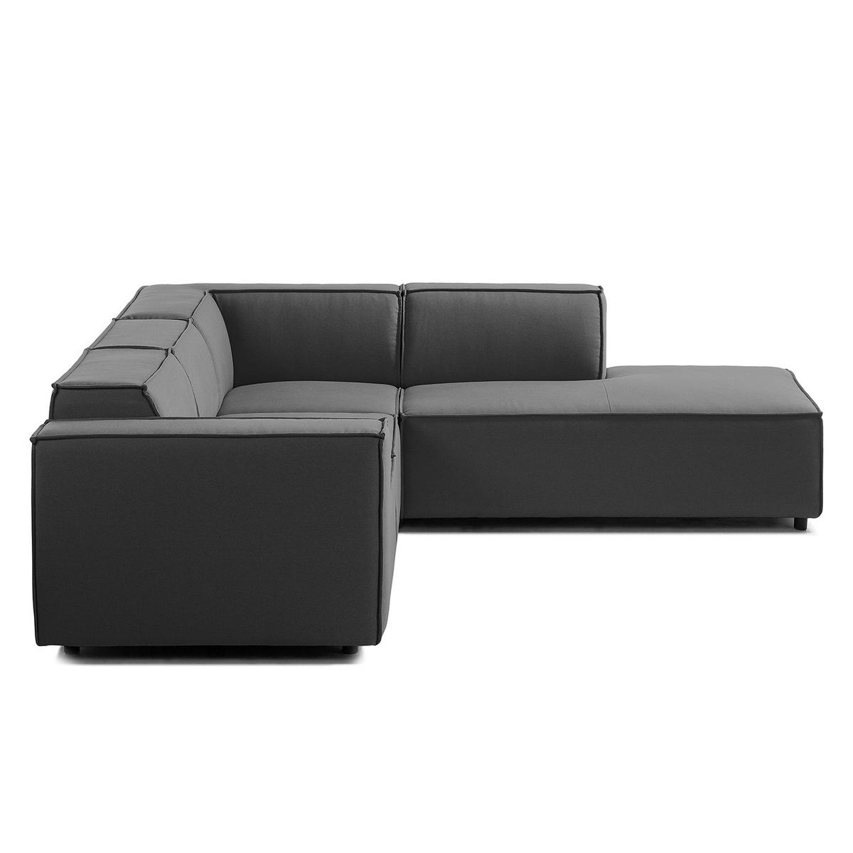 ECKSOFA mit Ottomane - Anthrazit/Schwarz, Kunststoff/Textil (260/234cm) - home24