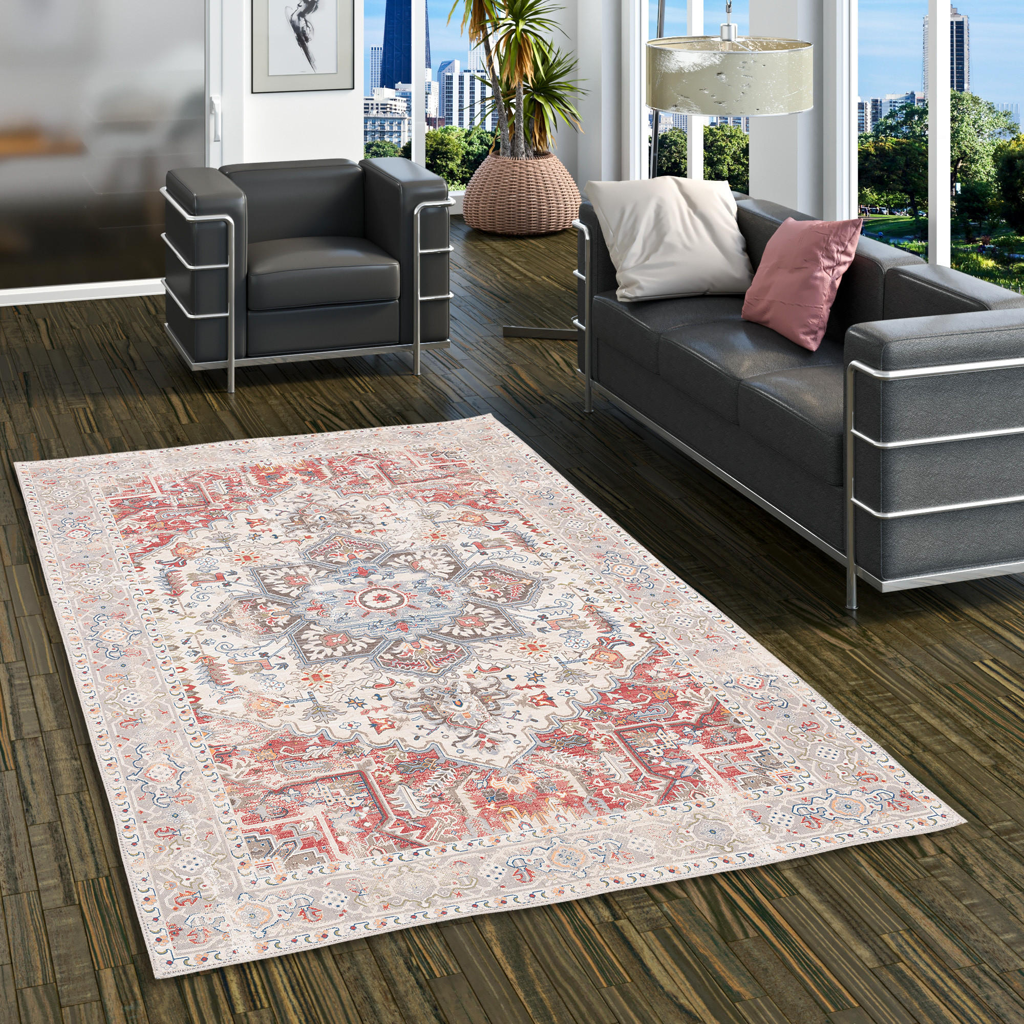 VINTAGE DESIGNERTEPPICH FINESSE ORIENT KESHAN - Rot/Creme, Textil (80/150cm) - Pergamon