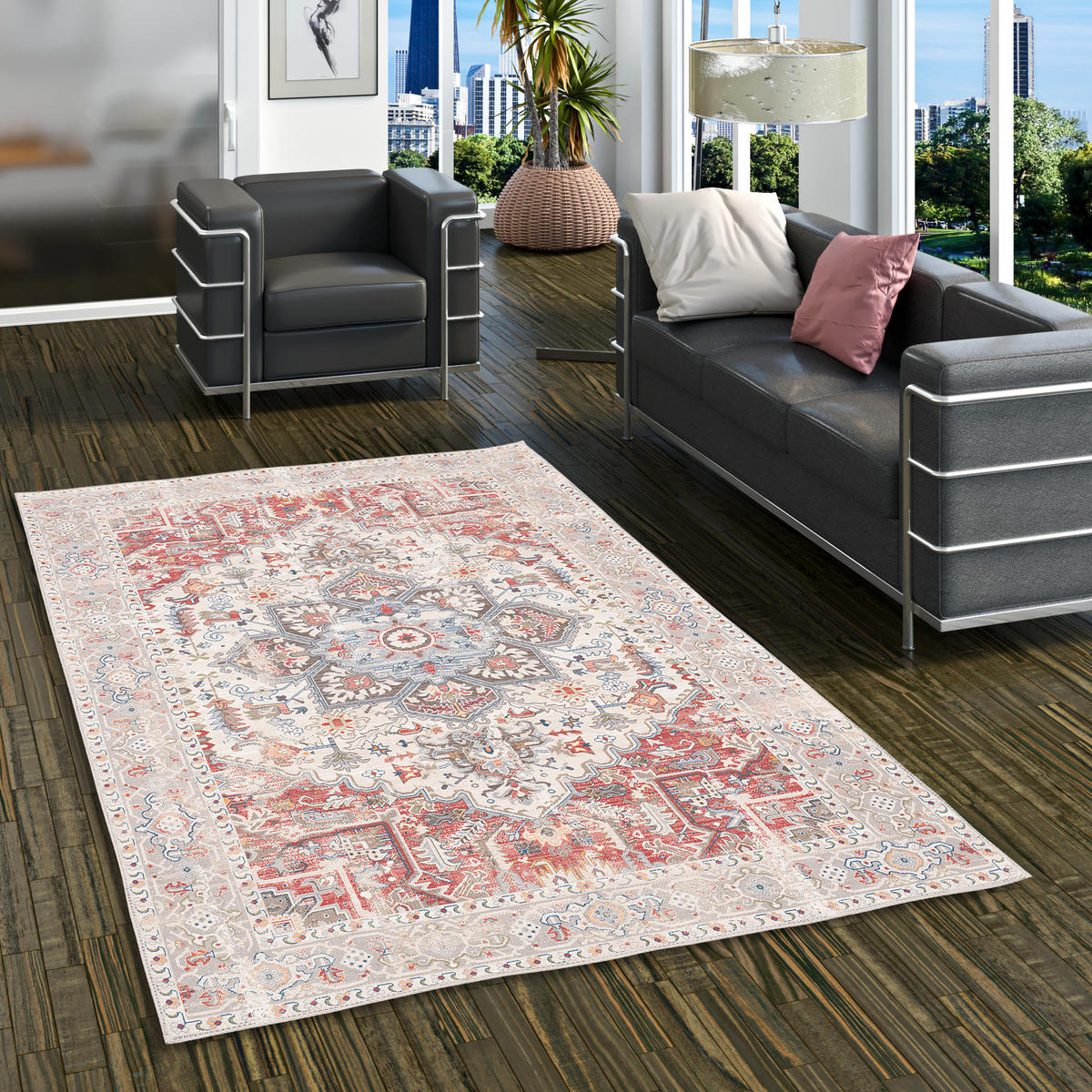 VINTAGE DESIGNERTEPPICH FINESSE ORIENT KESHAN - Rot/Creme, Textil (80/150cm) - Pergamon