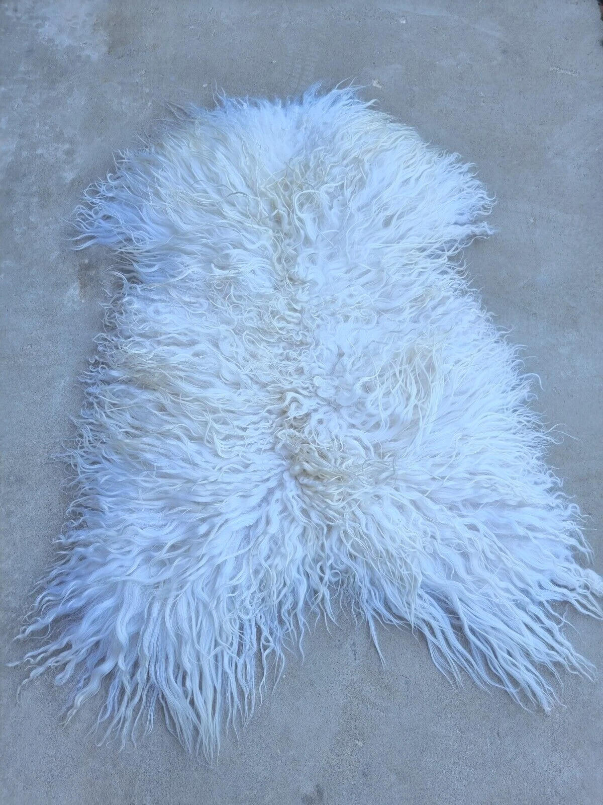 LAMMFELL Island Langhaar natur lockig weich Premium Naturweiß ca. 105 cm - Weiß, Fell (55/105cm) - Provellus