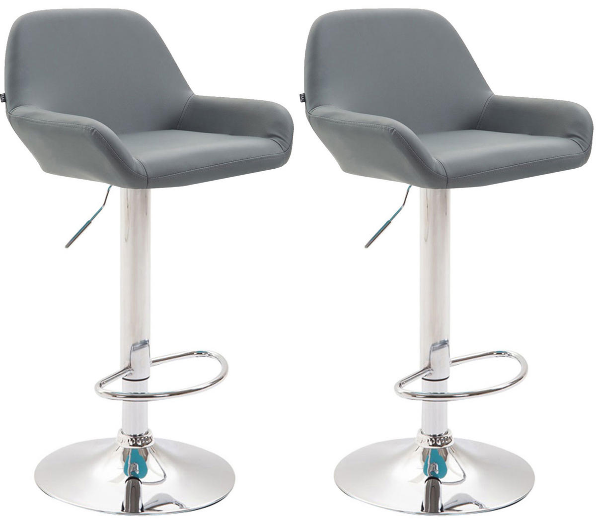 BARHOCKER 2er Set Prag Kunstleder chrom grau - Chromfarben/Grau, Kunststoff/Metall (51/109/52cm) - TPFLiving