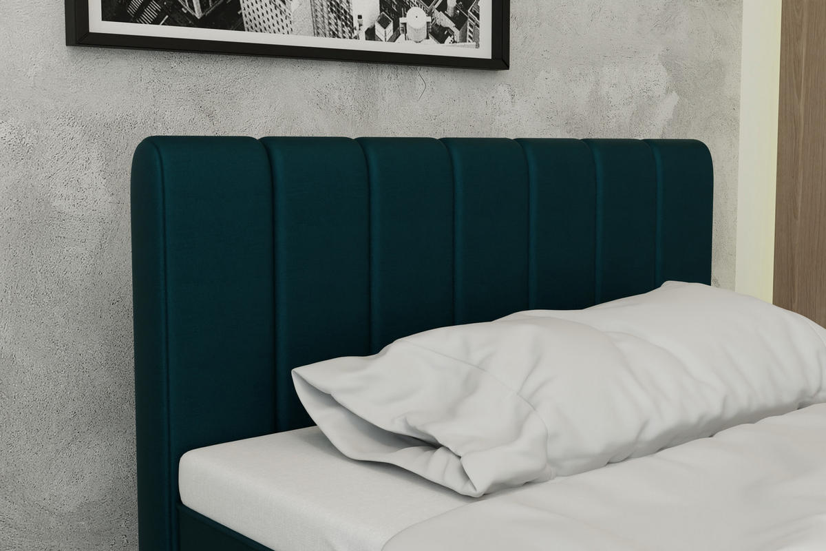 BOXBETT AVALON 120 x 200 cm mit Bettkasten und Topper - Türkis - Türkis, Holz - Panda Möbel