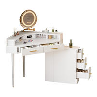 SCHMINKTISCH 105,5/75/120 cm weiß aus Spanplatte mit LED-Spiegel - Weiß, Holzwerkstoff (75/120/105.5cm) - OKWISH