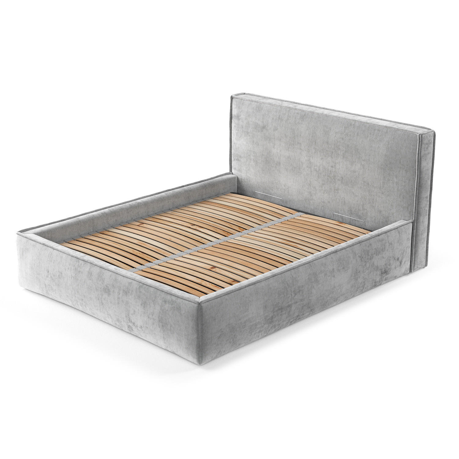 POLSTERBETT Lounge Hellgrau 180/200 cm im Chenille-Stoff - Hellgrau/Schwarz, Holz/Holzwerkstoff (180/200cm) - Maison de Reve