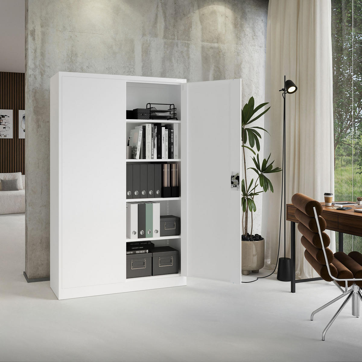 AKTENSCHRANK JAN II - Weiß, Metall (115/185/40cm) - Jan Nowak