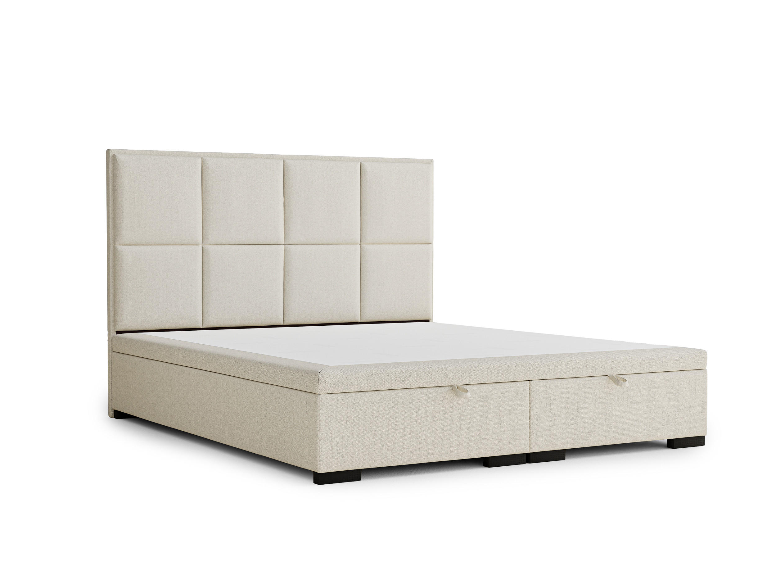 POLSTERBETT Fogo 140/200 cm, in Creme, Bettkasten, gepolstertes Kopfteil - Creme/Schwarz, Holz/Holzwerkstoff (140/200cm) - Maison de Reve