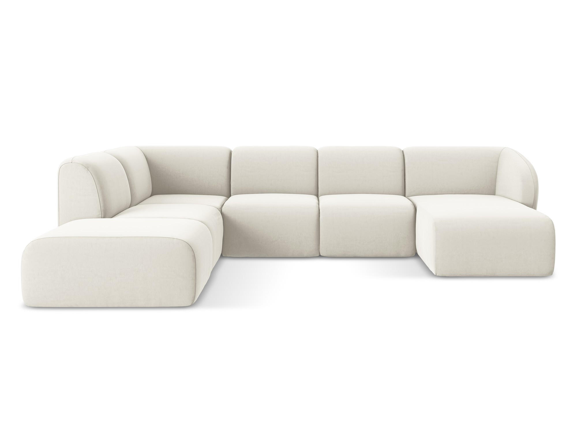 WOHNLANDSCHAFT Samt Stoff Beige - Creme/Schwarz, Holzwerkstoff/Kunststoff (325/75/236cm) - Makamii