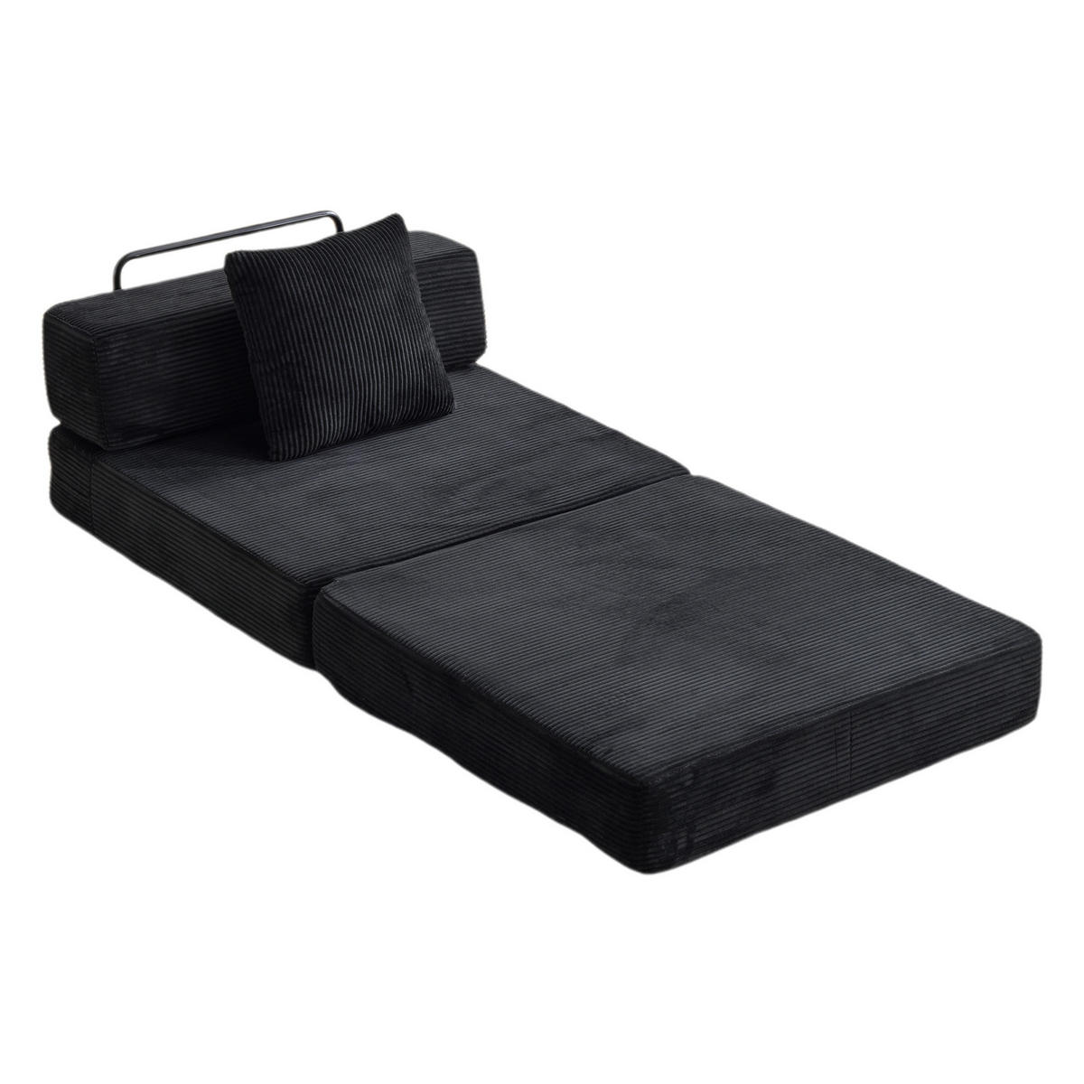 SCHLAFSOFA DE-33494 faltbar mit Rücken- und Armlehne Schwarz - Schwarz, Textil (92.5/60/92.5cm) - ComfortXL