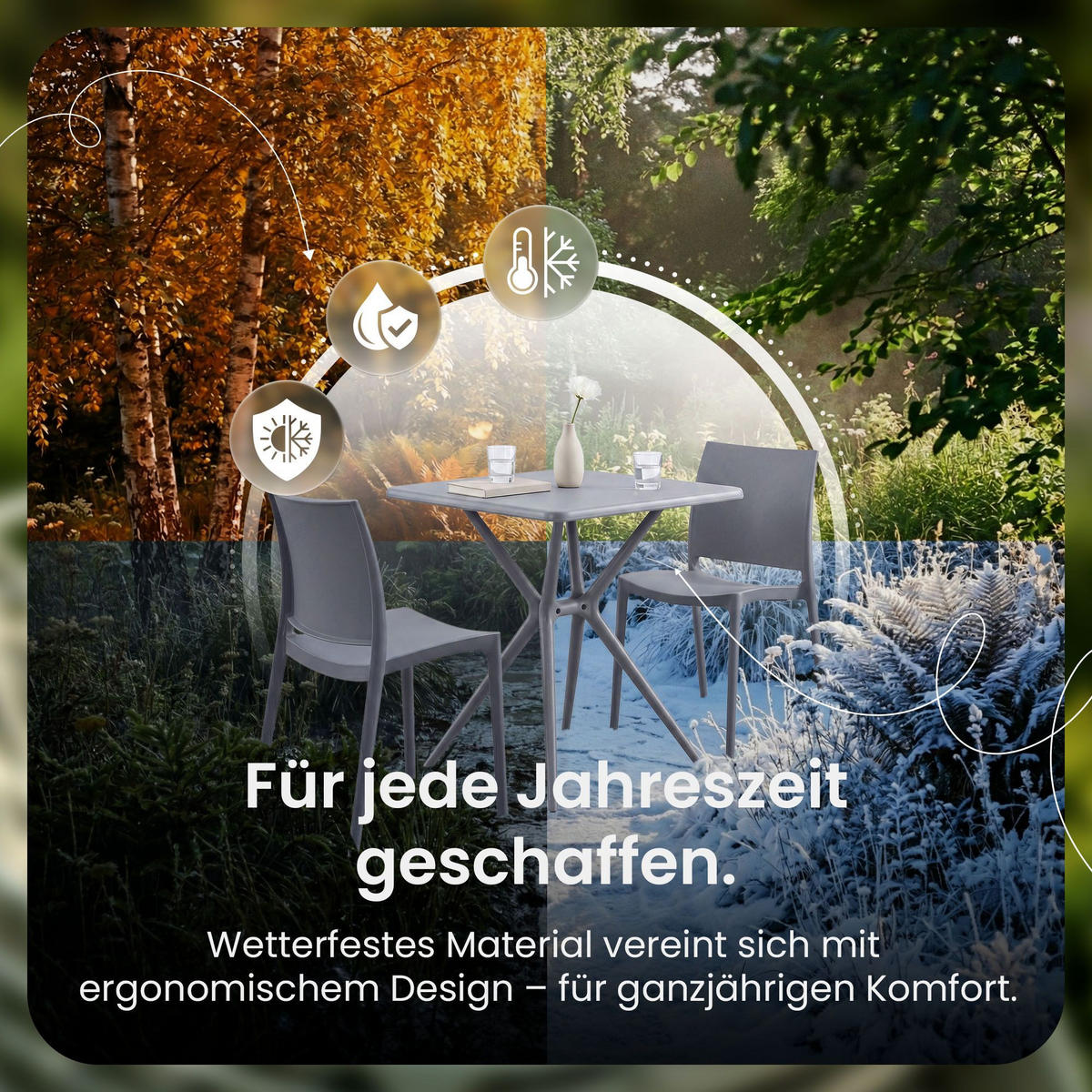 GARTENSITZGRUPPE 2 Kunststoff Grau - Grau, Kunststoff - CLP