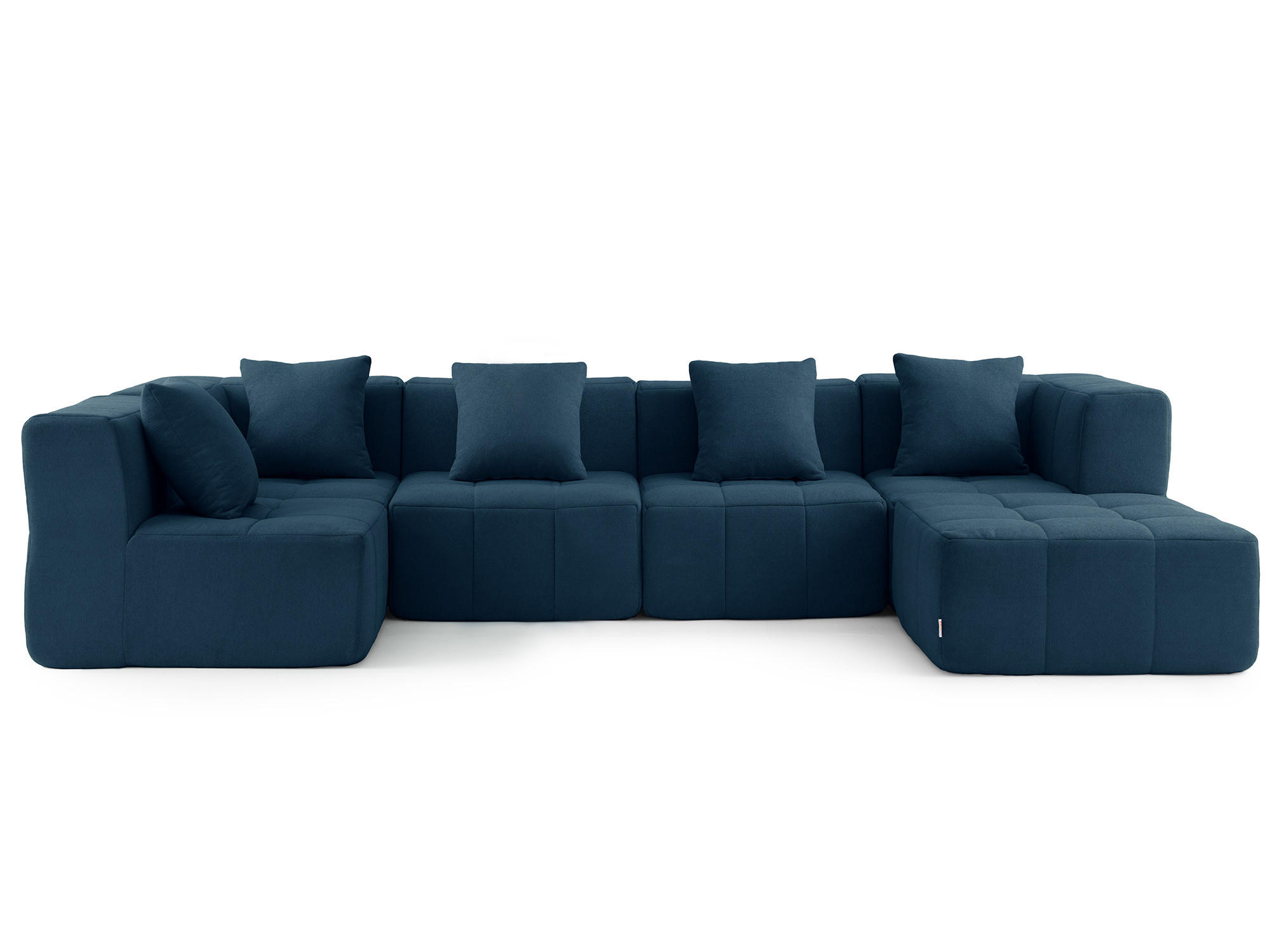 WOHNLANDSCHAFT Bouclé-Stoff Tiefblau - Blau, Textil (340/73/190cm) - MILYsofa