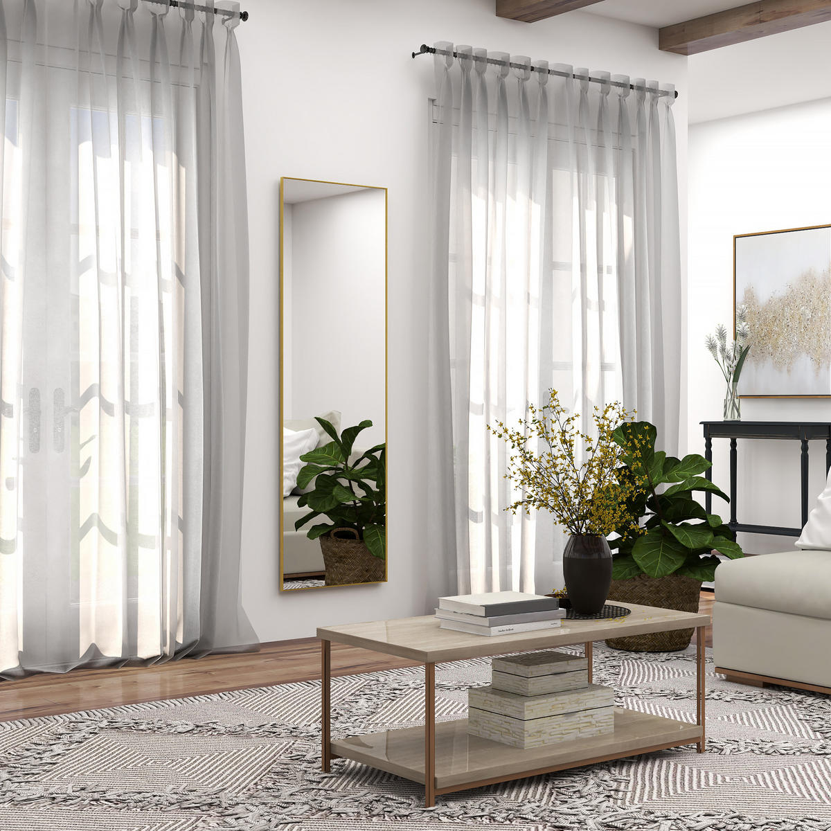 STANDSPIEGEL DE-17926 50x160 cm mit 3-in-1 Nutzung Gold - Goldfarben, Glas (50/160/4cm) - ComfortXL
