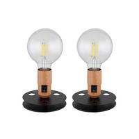 TISCHLEUCHTE JOHANNA Holzoptik Schwarz 2er Set - Schwarz, Metall (12/12/9cm) - Globo Lighting