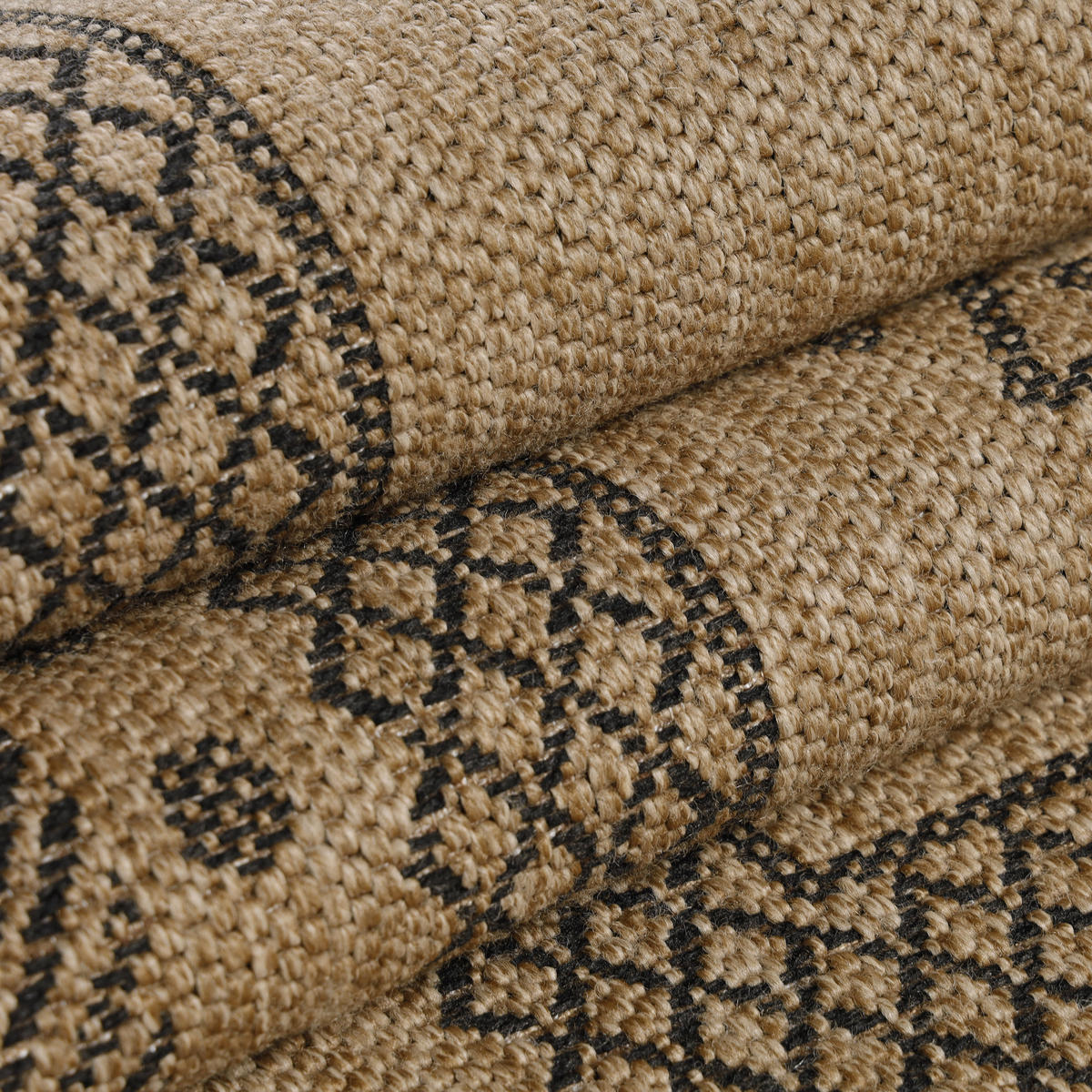 TEPPICH Outdoor Flachgewebe Vintage Polypropylen Terrasse Schwarz Rechteckig 120x170 - Schwarz, Textil (120/170cm) - KADIMA DESIGN