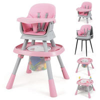 BABYHOCHSTUHL mit abnehmbarem Tablett blau - Pink, Kunststoff (60/93/60cm) - COSTWAY