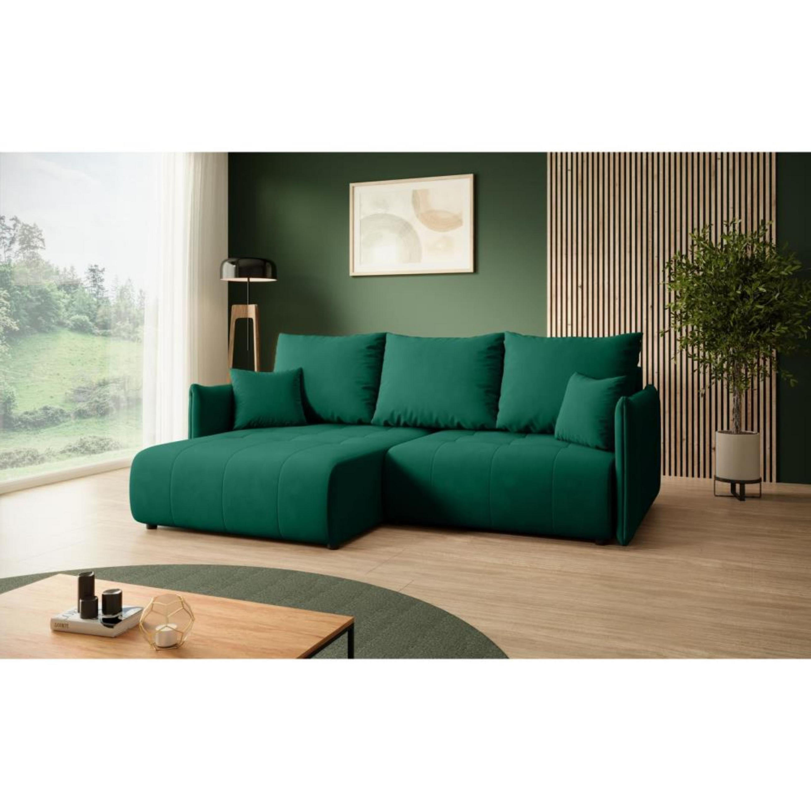 ECKSCHLAFSOFA Henry Mini grün links - Schwarz/Grün, Kunststoff/Textil (221/153cm) - Beautysofa