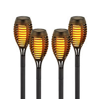 LED AUSSENLEUCHTE Schwarz Feuereffekt 4er Set - Schwarz, Kunststoff (7.5/50/7.5cm)