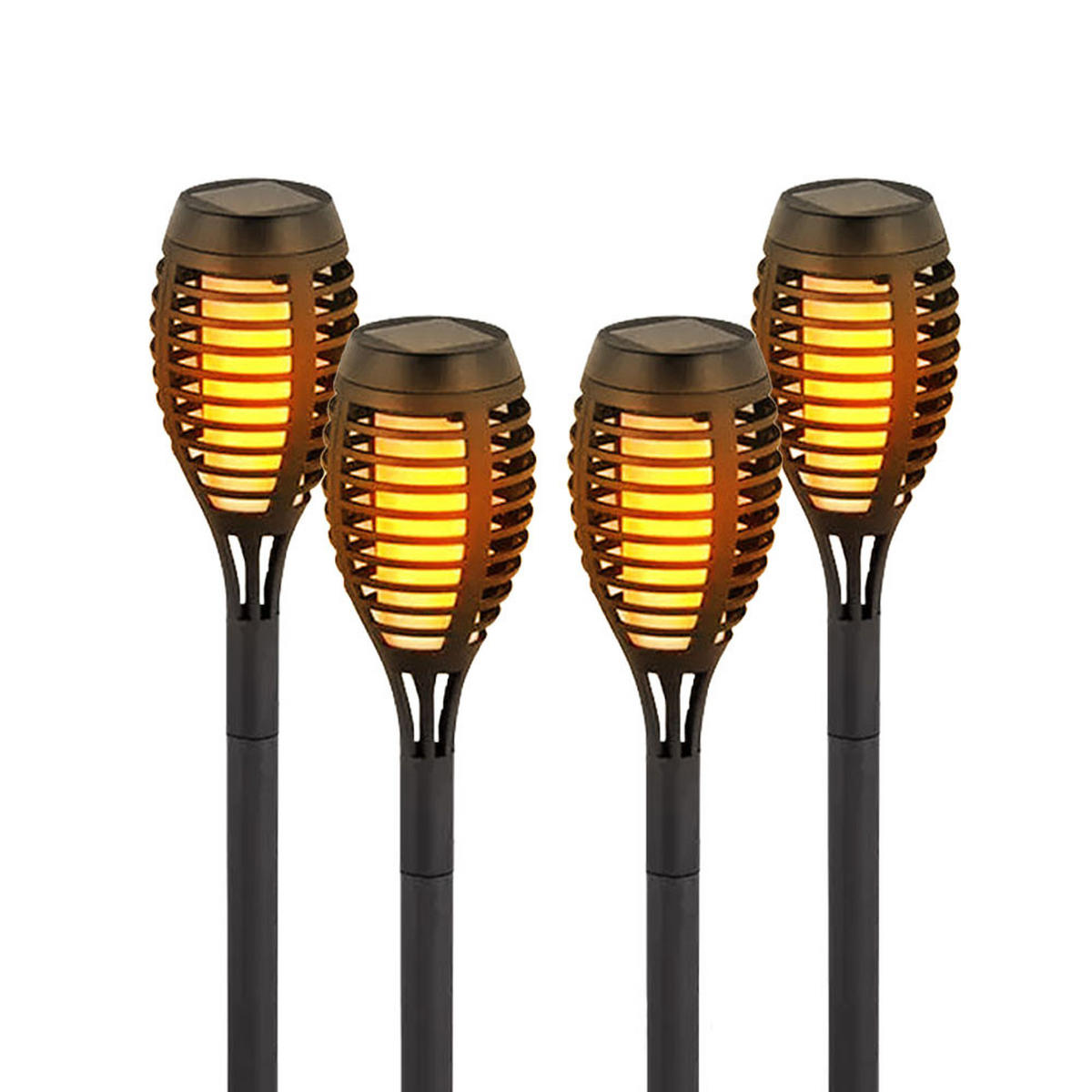 LED AUSSENLEUCHTE Schwarz Feuereffekt 4er Set - Schwarz, Kunststoff (7.5/50/7.5cm)