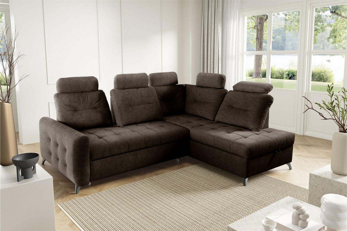 ECKSOFA Wendie - Dunkelbraun, Holzwerkstoff/Textil (250/200cm) - Fun Möbel