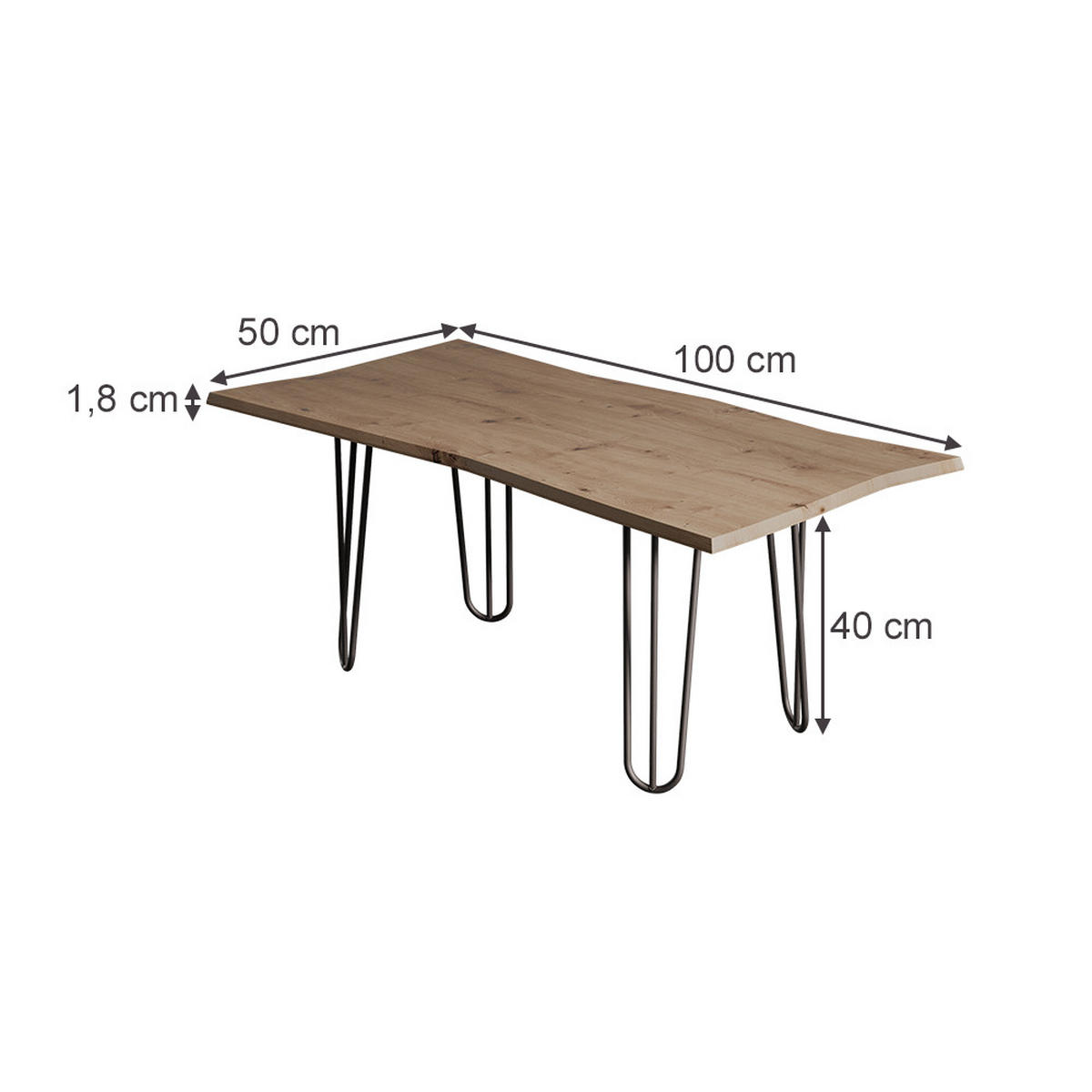 COUCHTISCH Yan Artisan 100 x 50 cm - Hellgrau, Holzwerkstoff (50/100/40cm) - Vicco