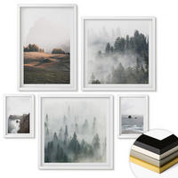 WANDBILDER 5er-Set - 50x50 cm & 20x30 cm & 40x60 cm Weißer Rahmen - Landschaften aus Bergen und Meer - Weiß, Kunststoff (40/60cm) - ArtPrintCave