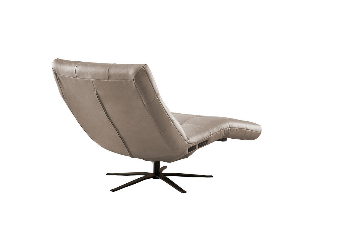 RELAXLIEGE LETICIA Grau Leder - Schwarz/Grau, Leder/Metall (82/115/156cm) - KAWOLA