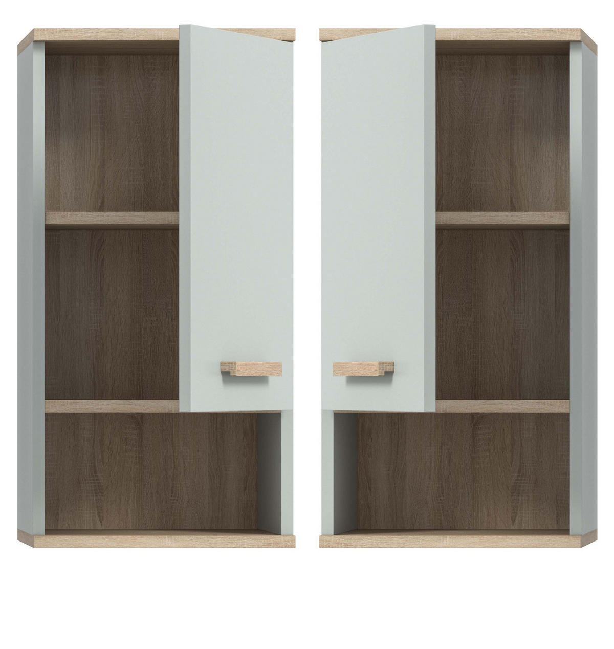 HÄNGESCHRANK grün, Eiche 34 x 68 cm, Badschrank hängend skandinavisch - Eichefarben/Grün, Holzwerkstoff (34/68/28cm) - Inn.Furn