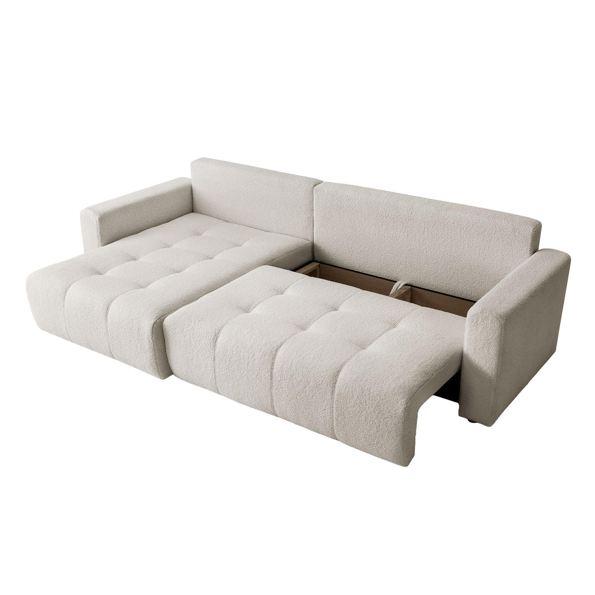 ECKSOFA WALONGO mit Schlaffunktion, Creme - Weiß, Textil (261/143cm) - Fedve