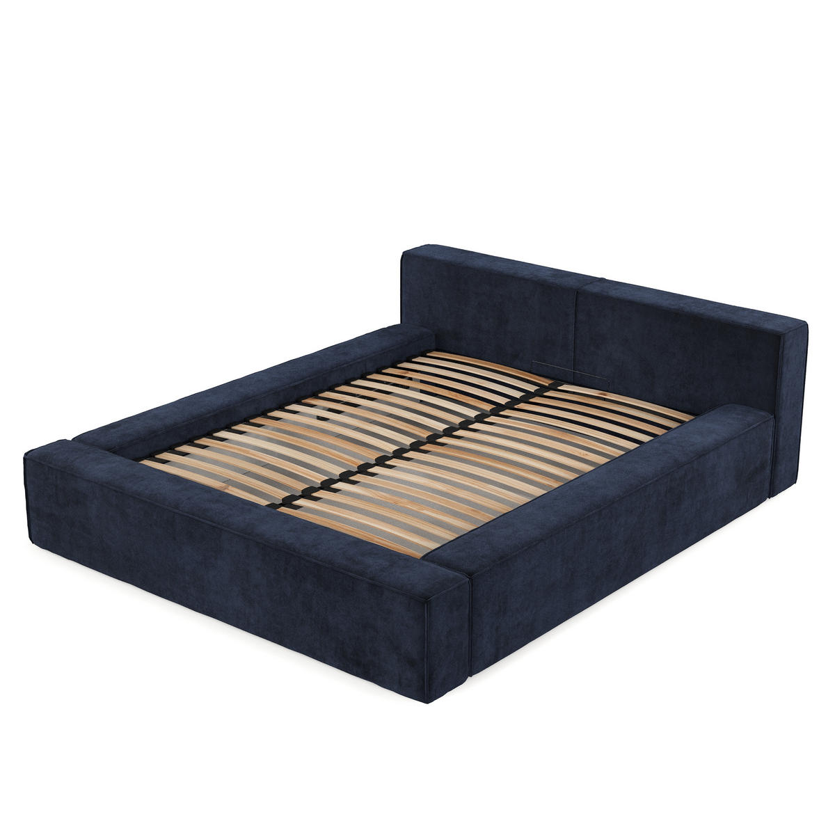 POLSTERBETT Casto mit Stauraum 200/200 cm Marineblau im Terra NW Stoff - Schwarz/Naturfarben, Holz/Holzwerkstoff (200/200cm) - AltaBeds